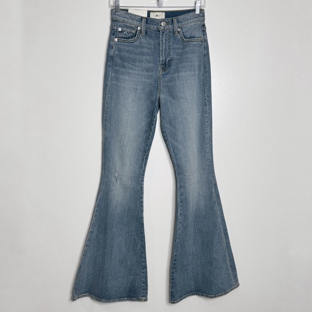 7 For All Mankind Light Blue High-Waist Flare Jeans - Picture 2 of 12